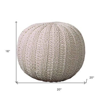 20" Blue Cotton Round Pouf Ottoman HomeRoots