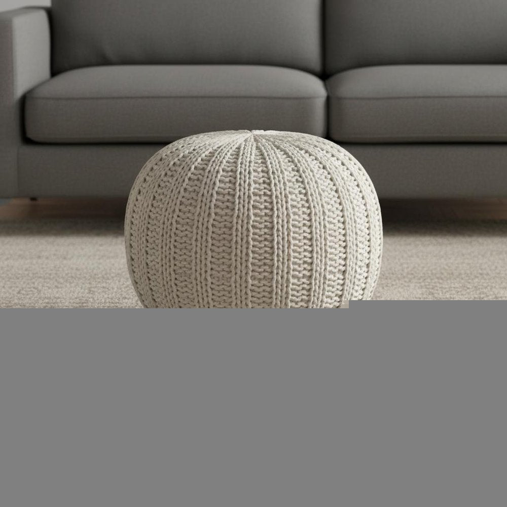 20" Gray Cotton Round Pouf Ottoman HomeRoots