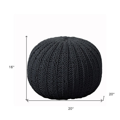 20" Blue Cotton Round Pouf Ottoman HomeRoots