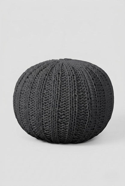 20" Blue Cotton Round Pouf Ottoman HomeRoots