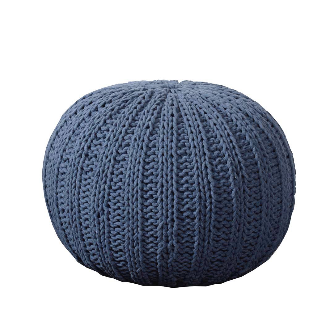 20" Gray Cotton Round Pouf Ottoman HomeRoots