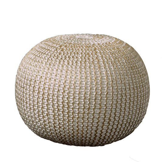 20" Gold Cotton Round Pouf Ottoman HomeRoots