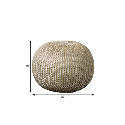 20" Gold Cotton Round Pouf Ottoman HomeRoots