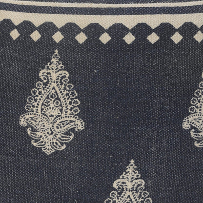 18" Blue Cotton Cylinder Paisley Pouf Ottoman HomeRoots