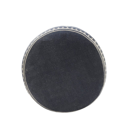 18" Blue Cotton Cylinder Paisley Pouf Ottoman HomeRoots