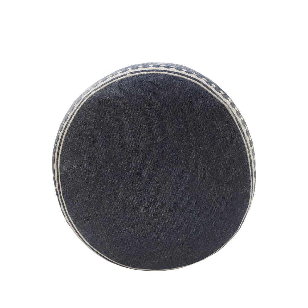 18" Blue Cotton Cylinder Paisley Pouf Ottoman HomeRoots
