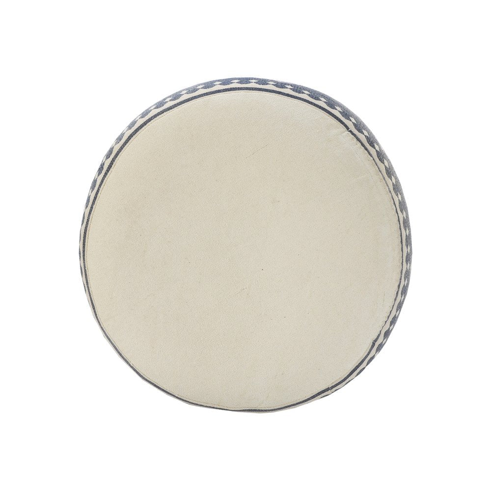 18" Blue Cotton Cylinder Paisley Pouf Ottoman HomeRoots