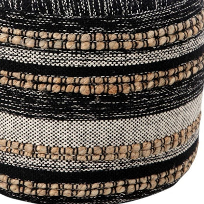 18" Black Striped Pouf Ottoman HomeRoots