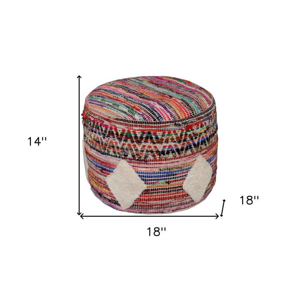 18" Rainbow Geometric Cylinder Pouf Ottoman HomeRoots