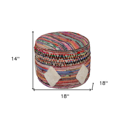 18" Rainbow Geometric Cylinder Pouf Ottoman HomeRoots