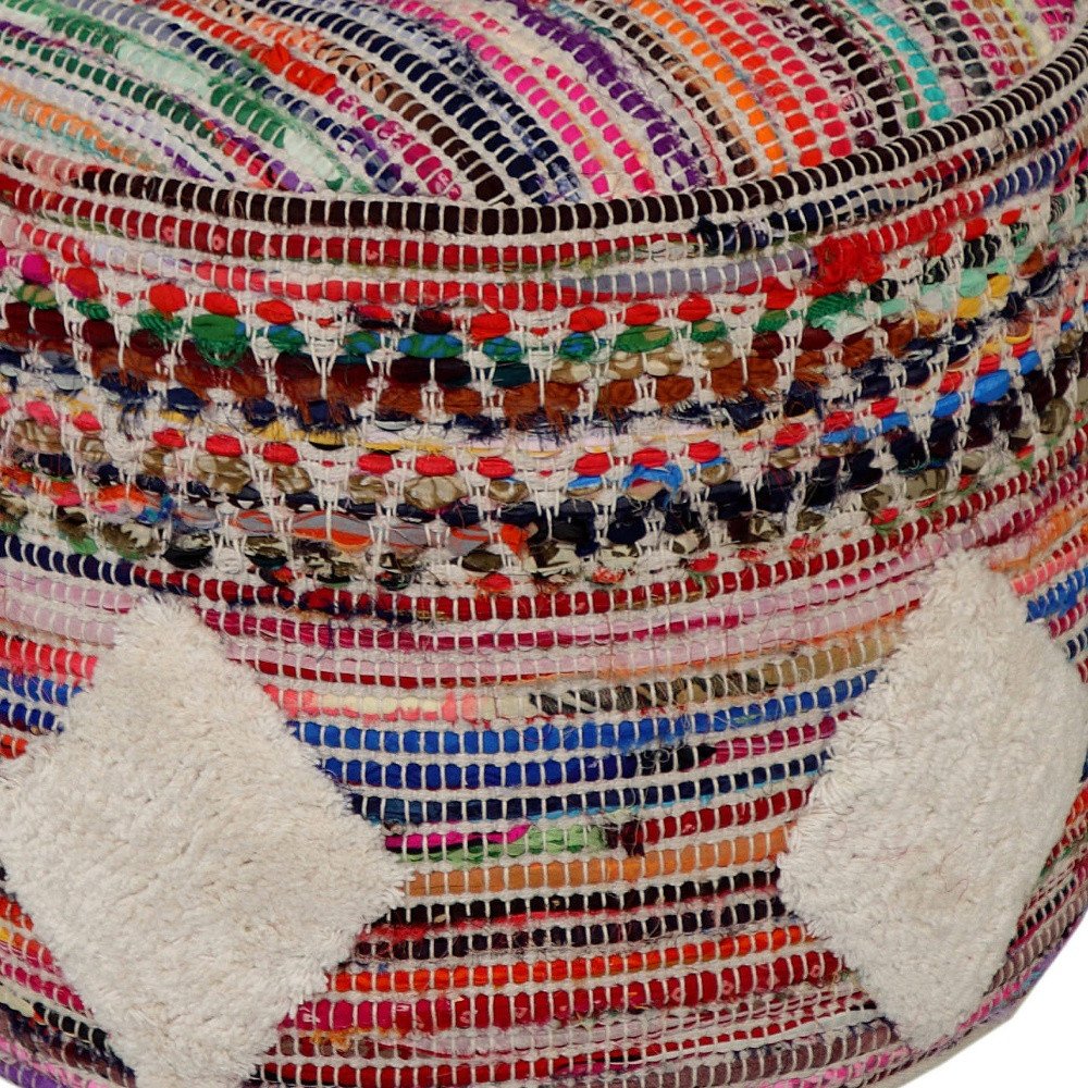 18" Rainbow Geometric Cylinder Pouf Ottoman HomeRoots