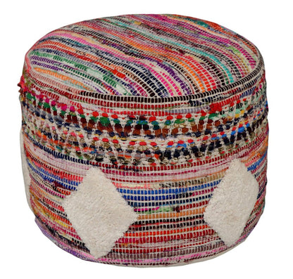 18" Rainbow Geometric Cylinder Pouf Ottoman HomeRoots