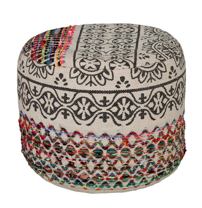 18" Rainbow and Gray Geometric Cylinder Pouf Ottoman HomeRoots