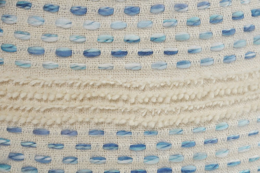 18" Blue Cotton Blend Ottoman HomeRoots