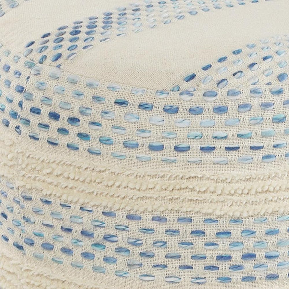 18" Blue Cotton Blend Ottoman HomeRoots