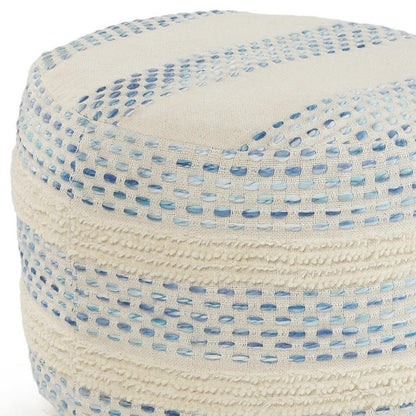 18" Blue Cotton Blend Ottoman HomeRoots