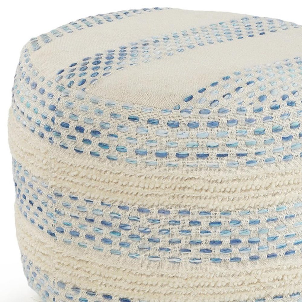 18" Blue Cotton Blend Ottoman HomeRoots