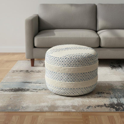 18" Blue Cotton Blend Ottoman HomeRoots