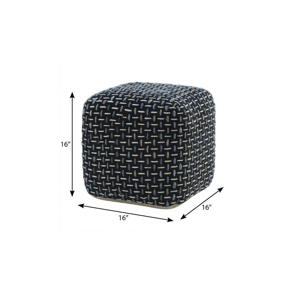 16" Black Upholstery Geometric Pouf Ottoman HomeRoots