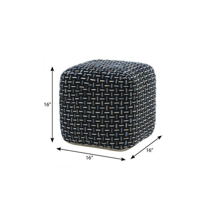16" Black Upholstery Geometric Pouf Ottoman HomeRoots