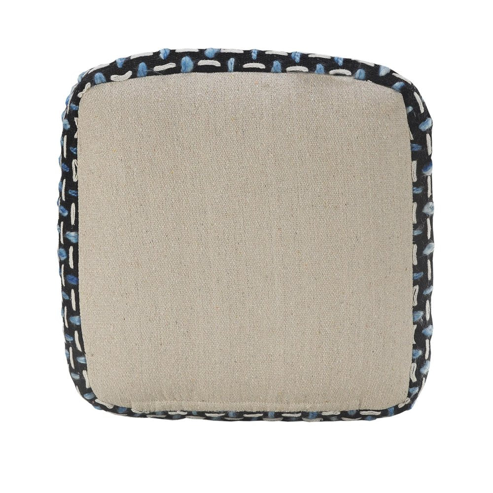16" Black Upholstery Geometric Pouf Ottoman HomeRoots