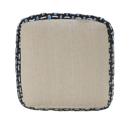 16" Black Upholstery Geometric Pouf Ottoman HomeRoots