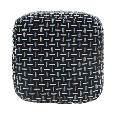 16" Black Upholstery Geometric Pouf Ottoman HomeRoots