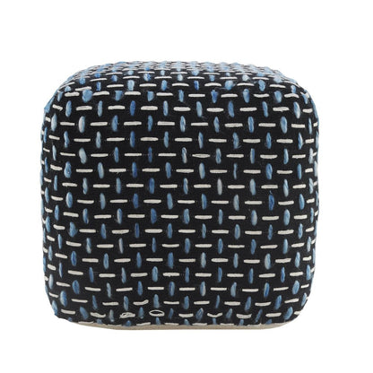 16" Black Upholstery Geometric Pouf Ottoman HomeRoots