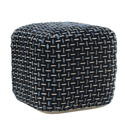 16" Black Upholstery Geometric Pouf Ottoman HomeRoots
