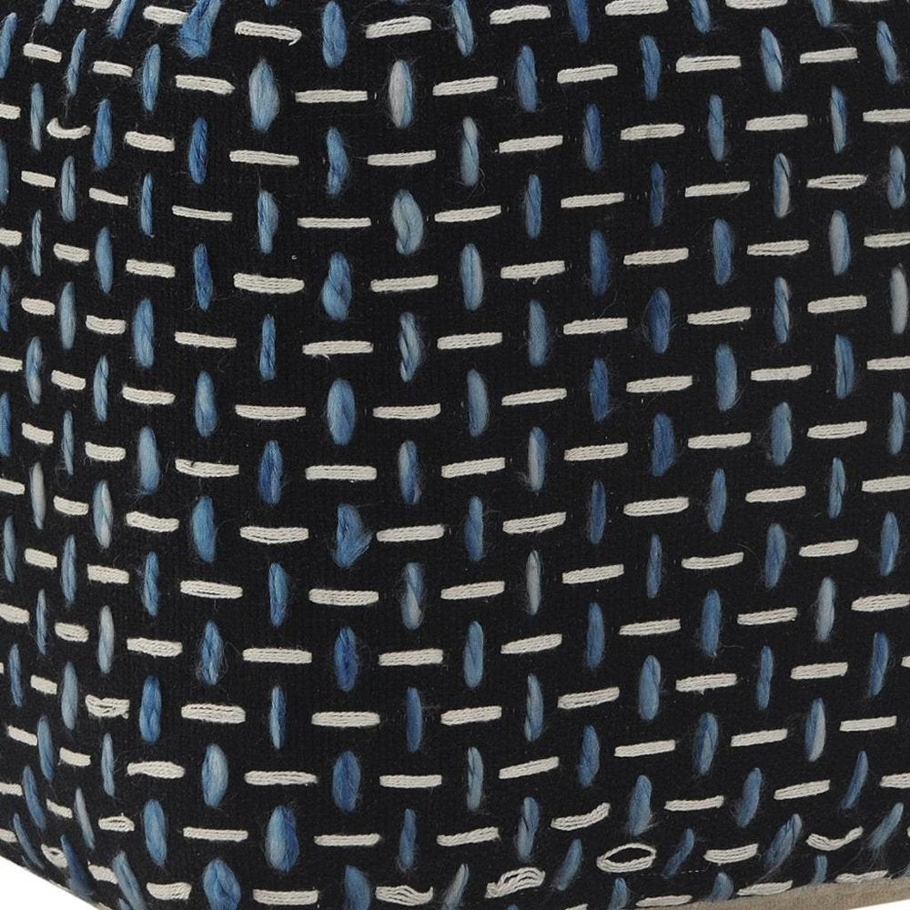 16" Black Upholstery Geometric Pouf Ottoman HomeRoots