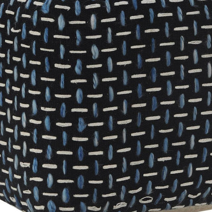 16" Black Upholstery Geometric Pouf Ottoman HomeRoots