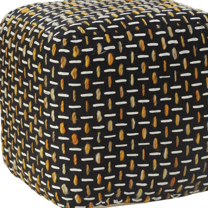 16" Black Upholstery Geometric Pouf Ottoman HomeRoots