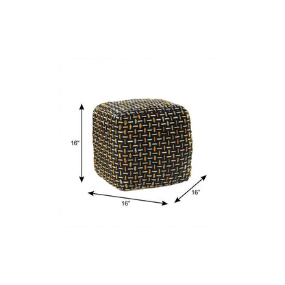 16" Black Upholstery Geometric Pouf Ottoman HomeRoots