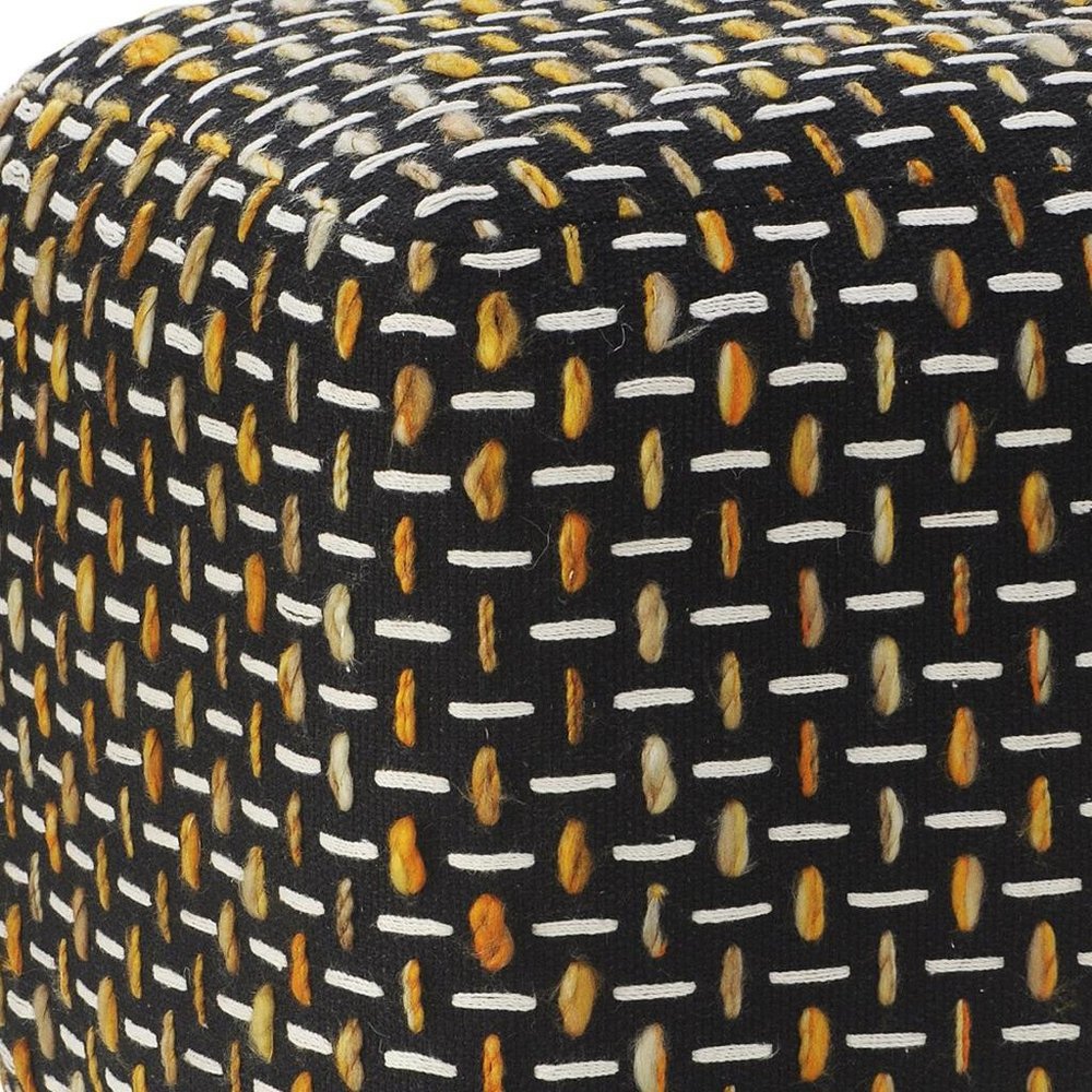 16" Black Upholstery Geometric Pouf Ottoman HomeRoots