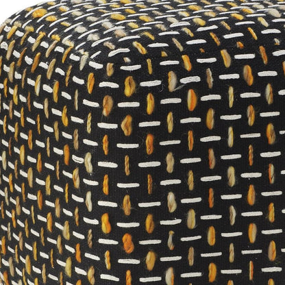 16" Black Upholstery Geometric Pouf Ottoman HomeRoots
