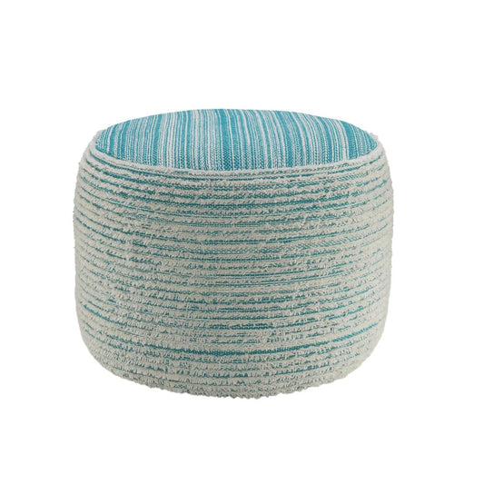 18" Pink Fabric Cylinder Striped Pouf Ottoman HomeRoots