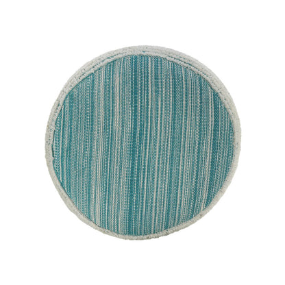 18" Blue Fabric Cylinder Striped Pouf Ottoman HomeRoots
