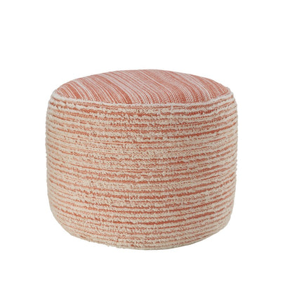 18" Blue Fabric Cylinder Striped Pouf Ottoman HomeRoots
