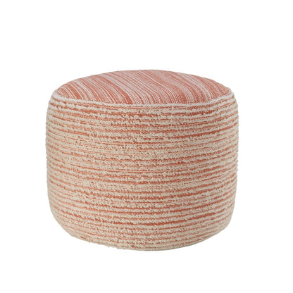 18" Blue Fabric Cylinder Striped Pouf Ottoman HomeRoots
