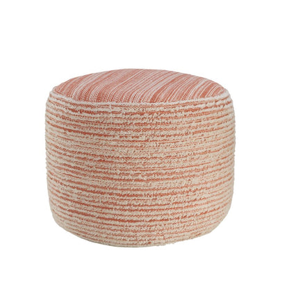18" Blue Fabric Cylinder Striped Pouf Ottoman HomeRoots