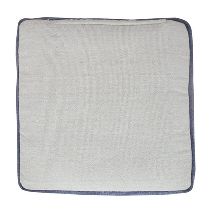18" Natural And Navy Blue Cotton Medallion Pouf Ottoman HomeRoots