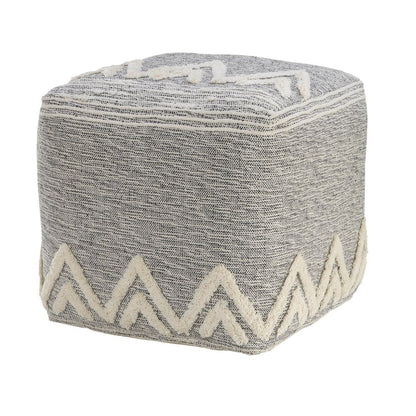 16" Gray Upholstery Pouf Ottoman HomeRoots