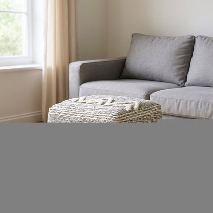 16" Gray Fabric Pouf Ottoman HomeRoots