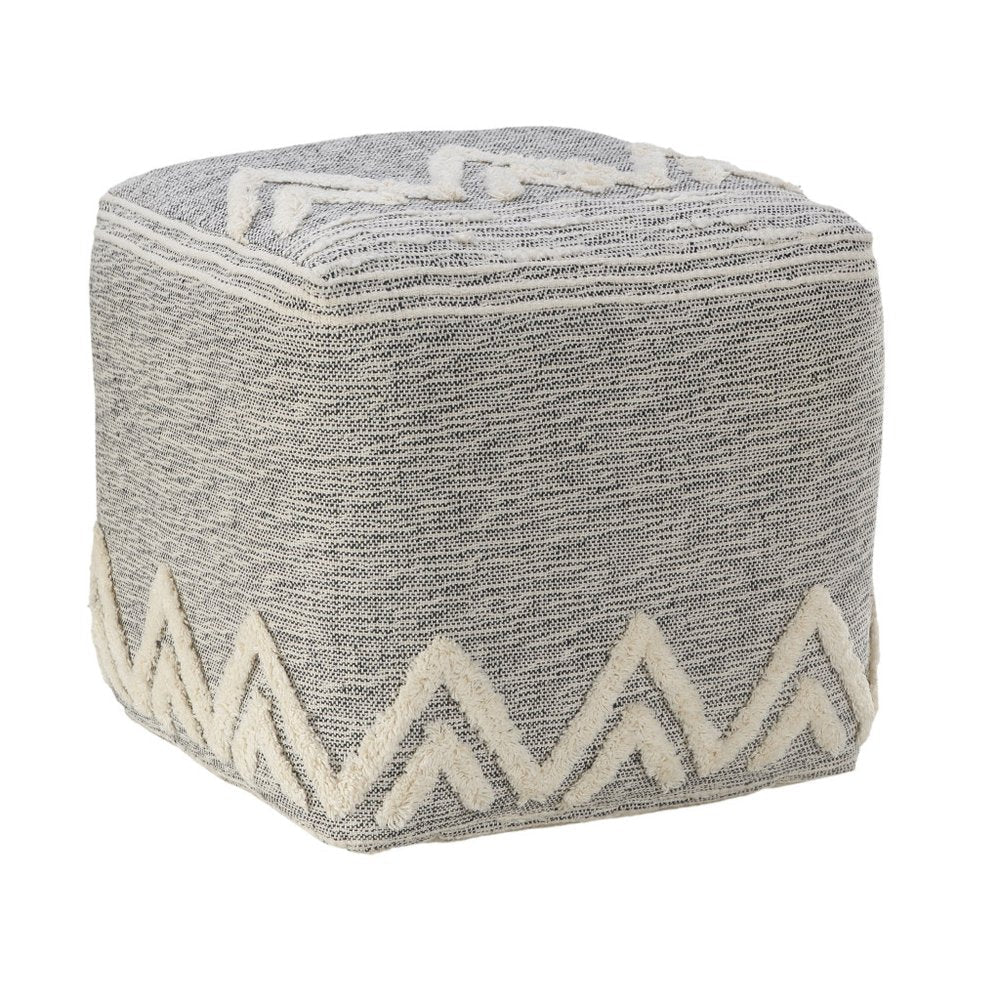 16" Gray Fabric Pouf Ottoman HomeRoots