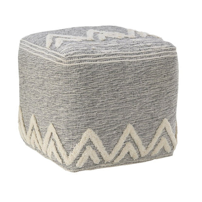 16" Gray Upholstery Pouf Ottoman HomeRoots