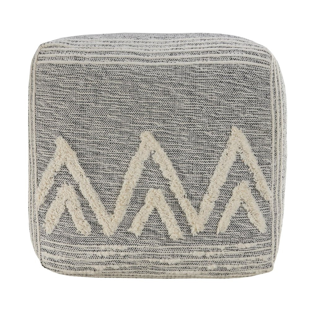 16" Gray Upholstery Pouf Ottoman HomeRoots