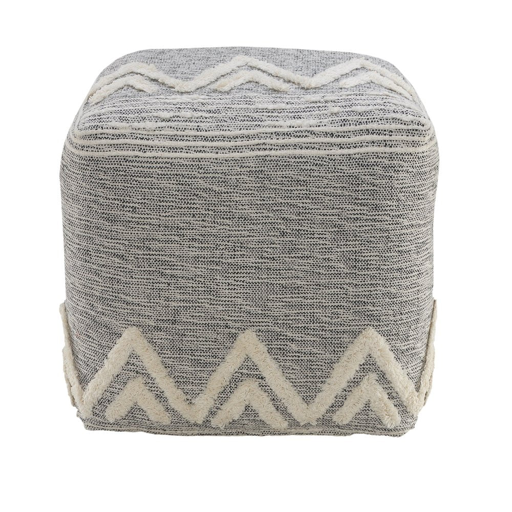 16" Gray Fabric Pouf Ottoman HomeRoots