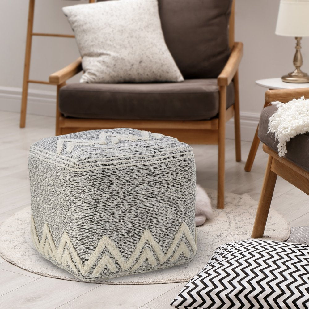 16" Gray Fabric Pouf Ottoman HomeRoots