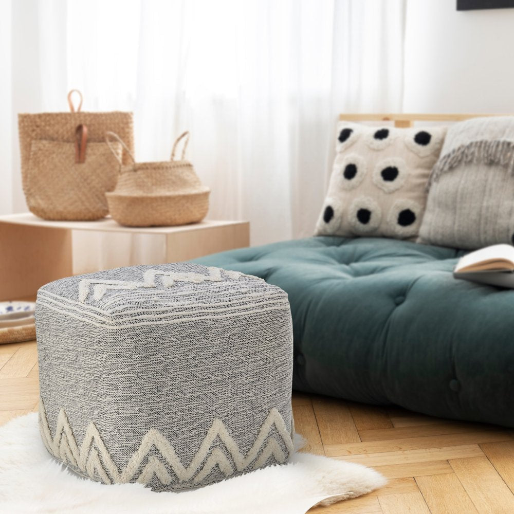 16" Gray Fabric Pouf Ottoman HomeRoots