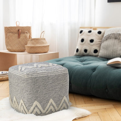 16" Gray Fabric Pouf Ottoman HomeRoots